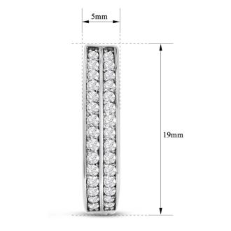 1ct Diamond Two Row Hoop Earrings In Sterling Silver, 3/4 Inch