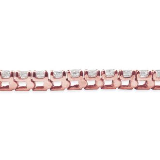 5 Carat Diamond Tennis Bracelet In 14 Karat Rose Gold, 7 Inches. Fantastic Classic Beautiful Diamond Bracelet!