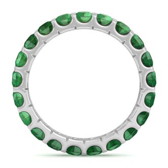 1 Carat Round Emerald Eternity Ring In 14 Karat White Gold, Ring Size 7.5