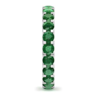 1 Carat Round Emerald Eternity Ring In 14 Karat White Gold, Ring Size 7.5