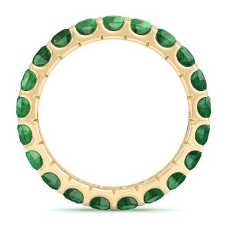 1 Carat Round Emerald Eternity Ring In 14 Karat Yellow Gold, Ring Size 6