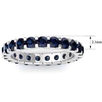 1 Carat Round Sapphire Eternity Ring In 14 Karat White Gold, Ring Size 7