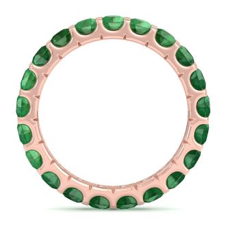 2 Carat Round Emerald Eternity Ring In 14 Karat Rose Gold, Ring Size 6.5
