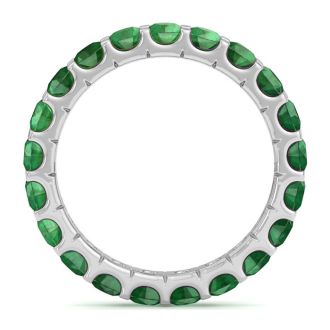 2 Carat Round Emerald Eternity Ring In 14 Karat White Gold, Ring Size 6.5