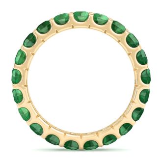 2 Carat Round Emerald Eternity Ring In 14 Karat Yellow Gold, Ring Size 6.5