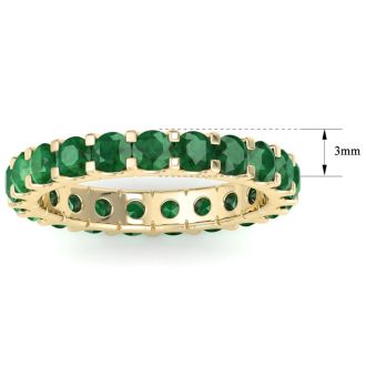 2 Carat Round Emerald Eternity Ring In 14 Karat Yellow Gold, Ring Size 6.5
