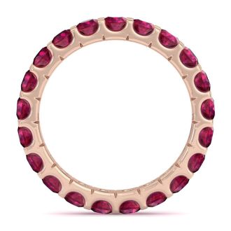 2 Carat Round Ruby Eternity Ring In 14 Karat Rose Gold, Ring Size 6.5