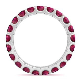 2 Carat Round Ruby Eternity Ring In 14 Karat White Gold, Ring Size 6.5