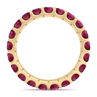 2 Carat Round Ruby Eternity Band In 14 Karat Yellow Gold, Band Size 5.5