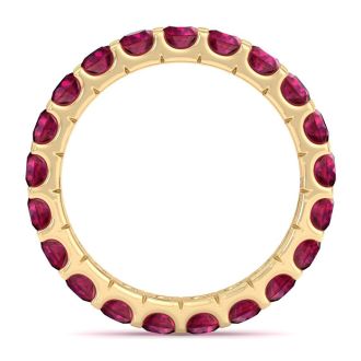 2 Carat Round Ruby Eternity Ring In 14 Karat Yellow Gold, Ring Size 6