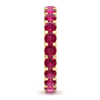2 Carat Round Ruby Eternity Ring In 14 Karat Yellow Gold, Ring Size 6