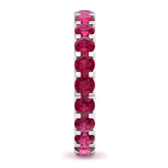 2 Carat Round Ruby Eternity Ring In Platinum, Ring Size 6