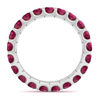 2 Carat Round Ruby Eternity Ring In Platinum, Ring Size 9.5