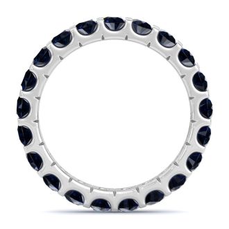 2 Carat Round Sapphire Eternity Ring In 14 Karat White Gold, Ring Size 6