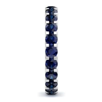 2 Carat Round Sapphire Eternity Ring In 14 Karat White Gold, Ring Size 6