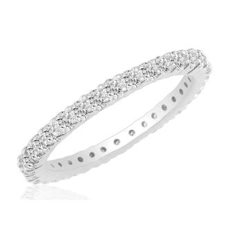 1 3/4 Carat Round Diamond Eternity Ring In 14 Karat White Gold, Ring Size 4