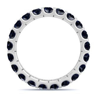 2 Carat Round Sapphire Eternity Ring In Platinum, Ring Size 6.5