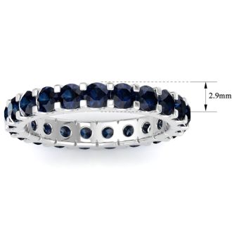 2 Carat Round Sapphire Eternity Band In Platinum, Band Size 7.5