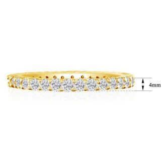 2 1/4 Carat Round Diamond Eternity Ring In 14 Karat Yellow Gold, Ring Size 4