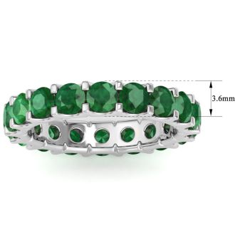 3 Carat Round Emerald Eternity Ring In 14 Karat White Gold, Ring Size 6.5