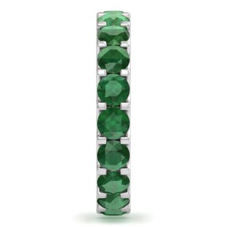 3 Carat Round Emerald Eternity Ring In 14 Karat White Gold, Ring Size 8.5