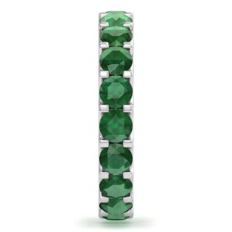 3 Carat Round Emerald Eternity Ring In Platinum, Ring Size 6.5