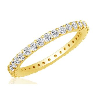 2 1/4 Carat Round Diamond Eternity Ring In 14 Karat Yellow Gold, Ring Size 4.5