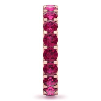 3 Carat Round Ruby Eternity Ring In 14 Karat Rose Gold, Ring Size 9