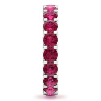 3 Carat Round Ruby Eternity Ring In Platinum, Ring Size 5.5