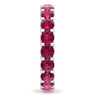 3 Carat Round Ruby Eternity Band In Platinum, Band Size 6.5
