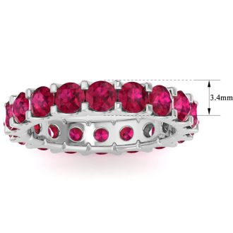3 Carat Round Ruby Eternity Ring In Platinum, Ring Size 9