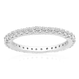 2 1/4 Carat Round Diamond Eternity Ring In 14 Karat White Gold, Ring Size 4