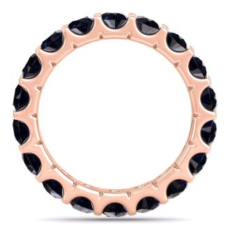 3 Carat Round Sapphire Eternity Ring In 14 Karat Rose Gold, Ring Size 5.5