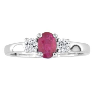 1.20ct Fine Quality Ruby and Diamond Ring in 14k White Gold