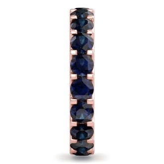 3 Carat Round Sapphire Eternity Ring In 14 Karat Rose Gold, Ring Size 9
