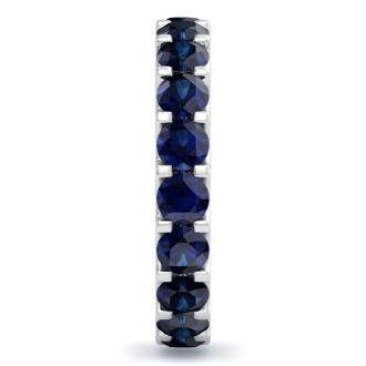 3 Carat Round Sapphire Eternity Ring In 14 Karat White Gold, Ring Size 8.5
