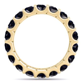 3 Carat Round Sapphire Eternity Ring In 14 Karat Yellow Gold, Ring Size 4.5