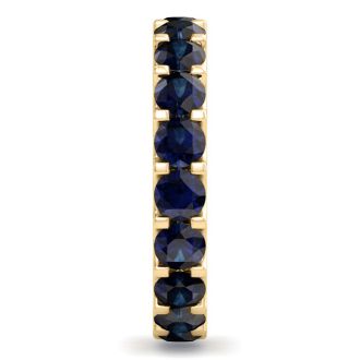 3 Carat Round Sapphire Eternity Ring In 14 Karat Yellow Gold, Ring Size 9.5