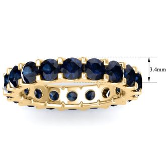 3 Carat Round Sapphire Eternity Ring In 14 Karat Yellow Gold, Ring Size 9.5