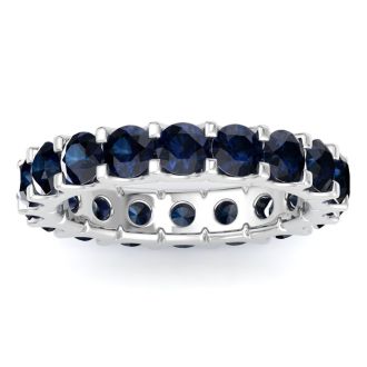 3 Carat Round Sapphire Eternity Band In Platinum, Band Size 9.5