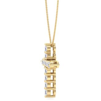 1/2 Carat Diamond Cross Necklace In 14 Karat Yellow Gold, 18 Inches