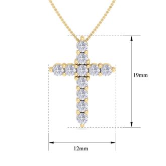 1/2 Carat Diamond Cross Necklace In 14 Karat Yellow Gold, 18 Inches
