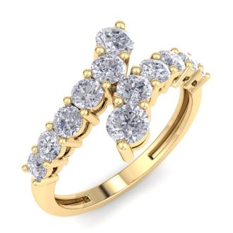 1ct Journey Style Right Hand Diamond Ring in 14k Yellow Gold