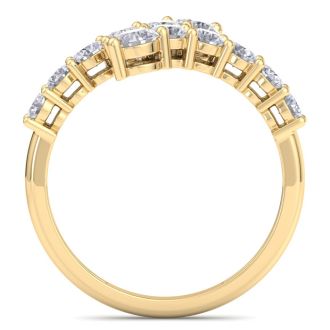 1ct Journey Style Right Hand Diamond Ring in 14k Yellow Gold