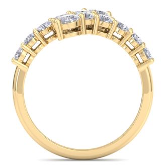 1ct Journey Style Right Hand Diamond Ring in 14k Yellow Gold