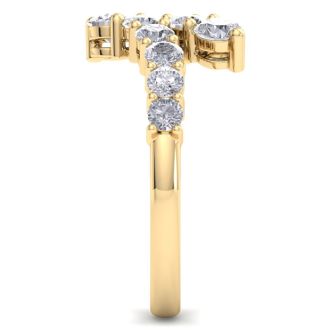 1ct Journey Style Right Hand Diamond Ring in 14k Yellow Gold