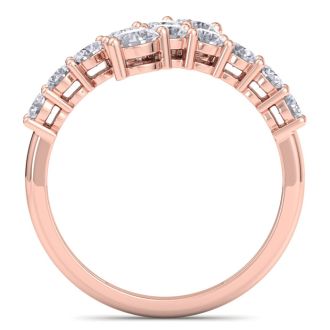 1ct Journey Style Right Hand Diamond Ring in 14k Rose Gold