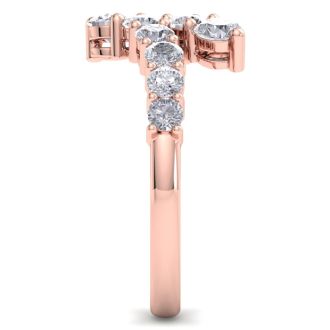 1ct Journey Style Right Hand Diamond Ring in 14k Rose Gold