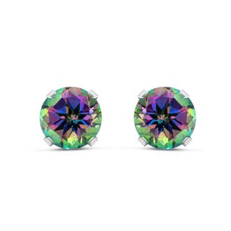 3 Carat Mystic Topaz Earrings In Sterling Silver, 8MM