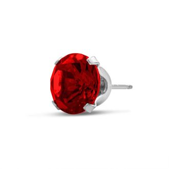 3 Carat Created Ruby Earrings In Sterling Silver, 8MM